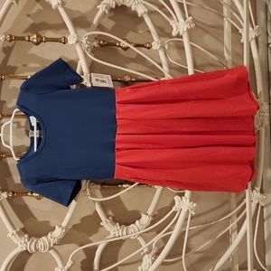 LuLaRoe Amelia A-line Dress w/ Pockets Solid Color Block Navy&Coral - NWT 💙🩷